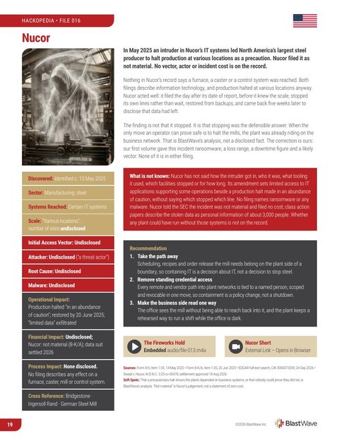 Print edition page: File 016, Nucor